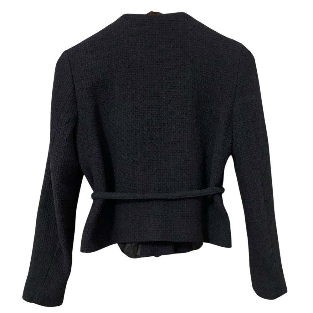 Zara Structured Blazer Lady Jacket Small Black Belted Gold Buttons Preppy Trendy - Picture 7 of 16